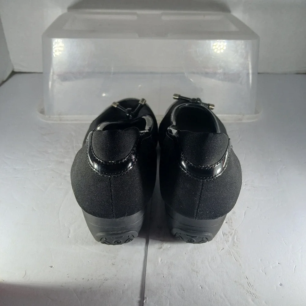 Anne Klein Sport Beyou Wedge Heels 8M Black Patent Trim Bow Office‎ Professional
